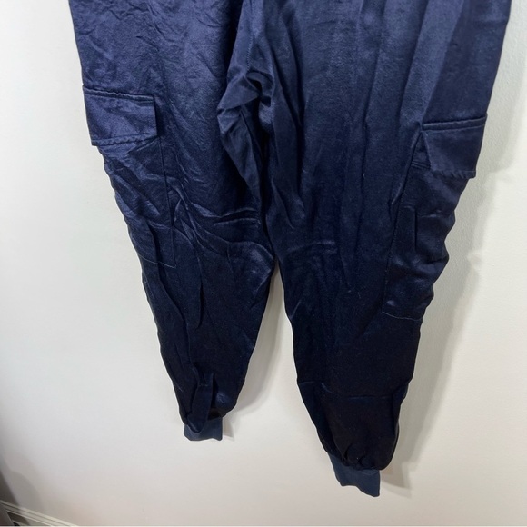 LNA x REVOLVE x SHOPBOP Satin‎ Silky Cargo Jogger Navy Blue, Size S - Picture 9 of 14
